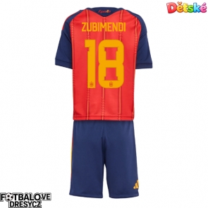 Španělsko Martin Zubimendi #18 Dětské Domácí dres komplet MS 2026 Krátký Rukáv (+ trenýrky)